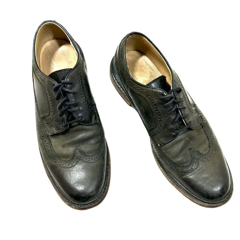 Frye John A. James Wingtip Distressed Black Leather Oxford Dress Shoe Size 8.5 D